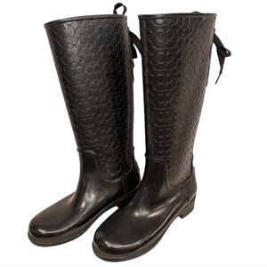 Coach Black Embossed Knee-High Boots